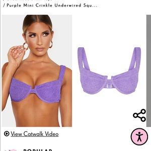 NWT purple crinkle u sweetie square neck swim top